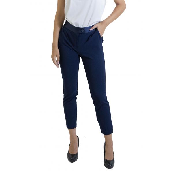 Pantaloni a sigaretta con banda effetto raso Imperial
